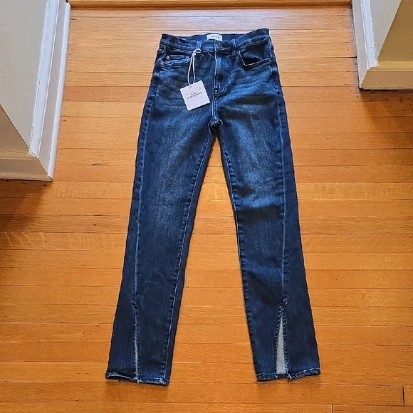 NWT, Pistola, Teagan-Spree, Dark Denim High Rise Front Slit Jeans, Women's 27 - Picture 1 of 16